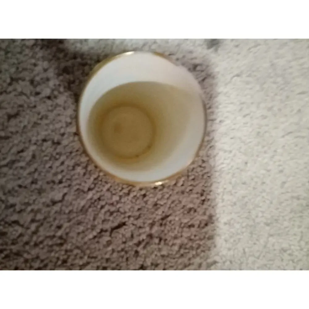 Small White Blue Floral Vase With Gold Rim